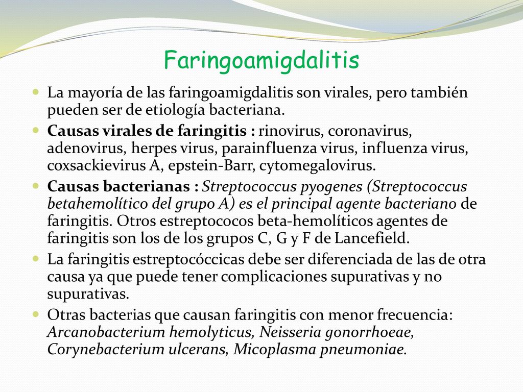 Causas de la faringitis bacteriana